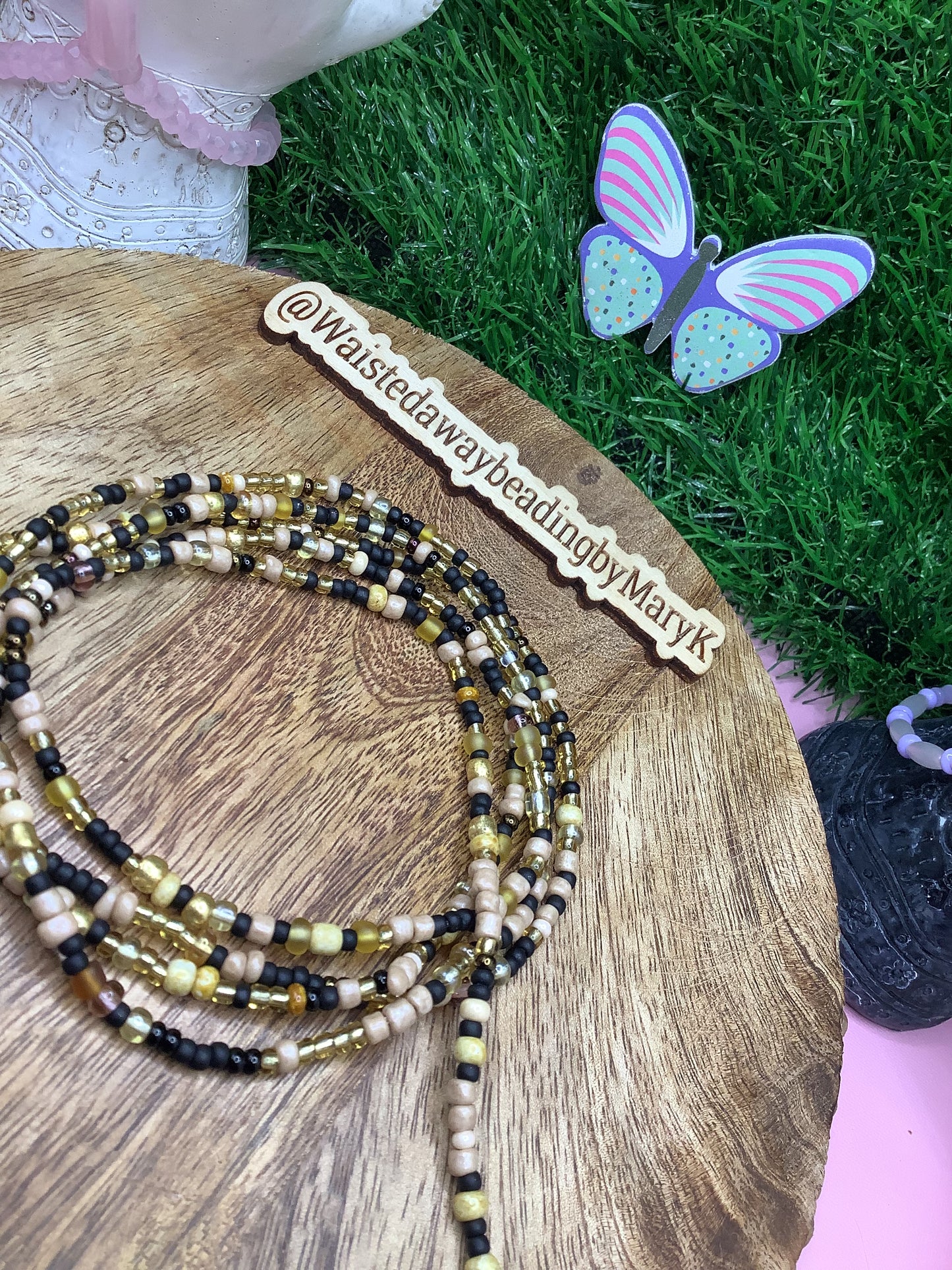 Ebony & Ivory Sands handcrafted traditional tie on waist beads
