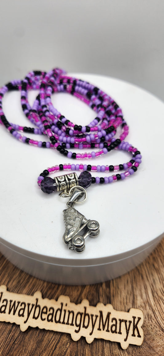 Crystal waist beads purple mixed colors traditional tie-on strand.