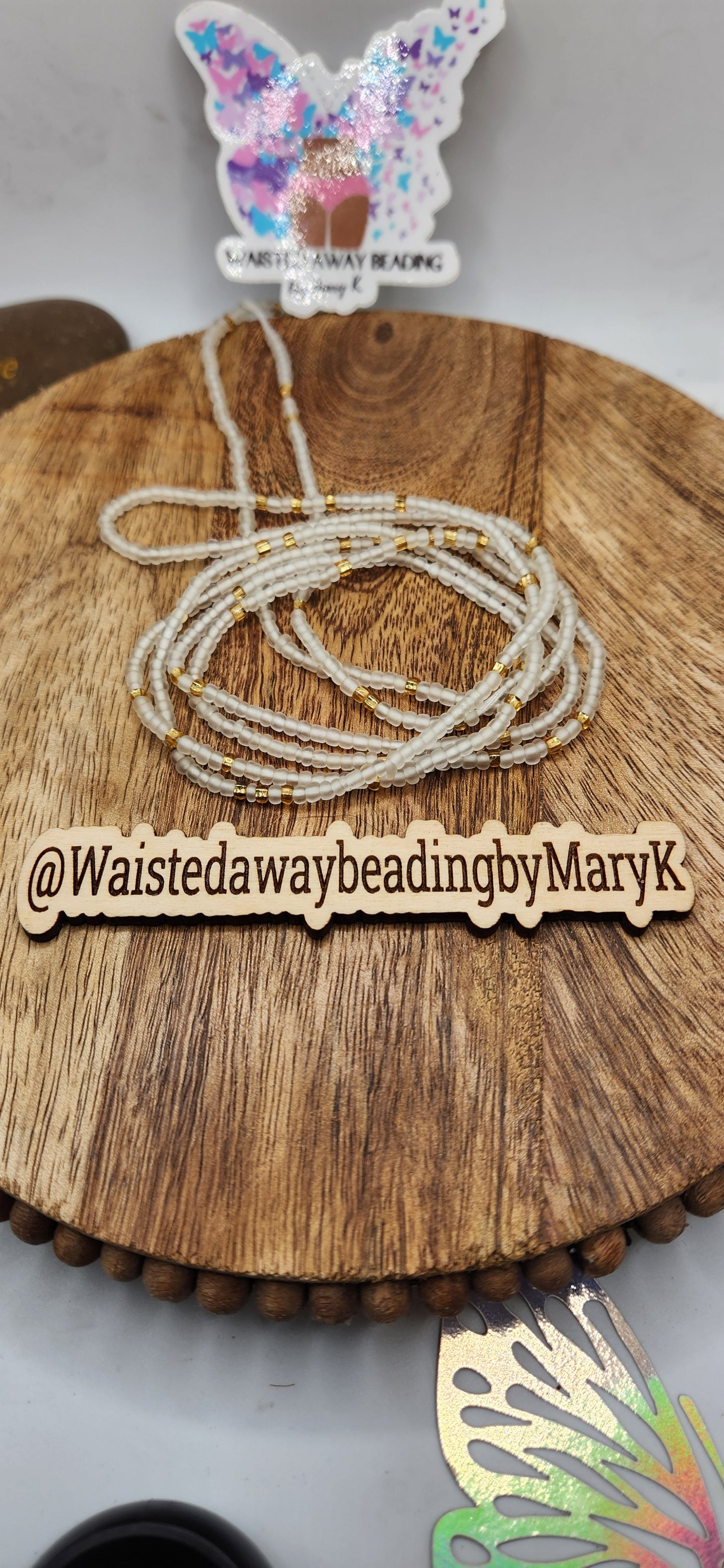 Waist Beads / African Hip Chain clear and gold / gold mix (Traditional non-elastic string)