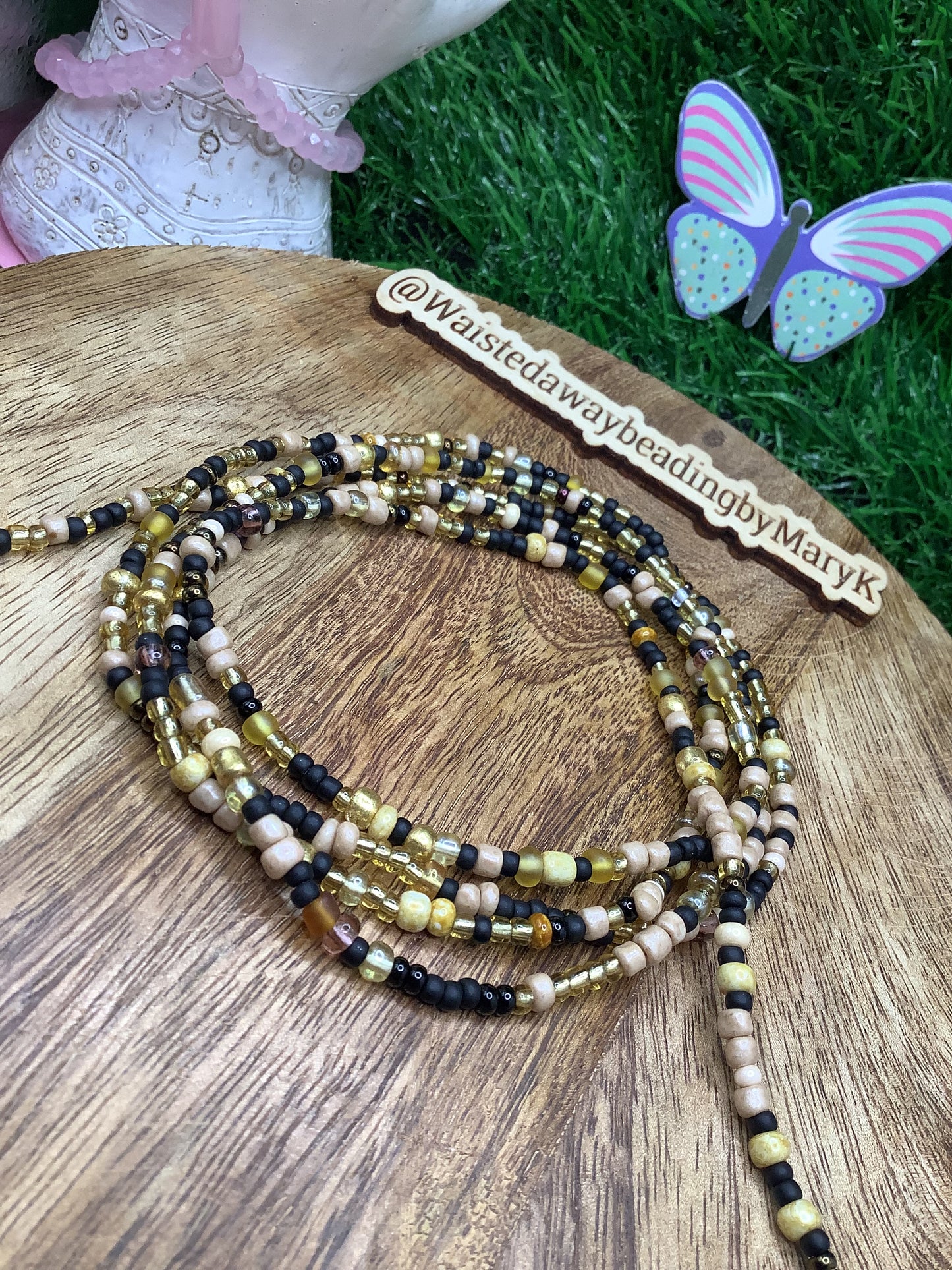 Ebony & Ivory Sands handcrafted traditional tie on waist beads