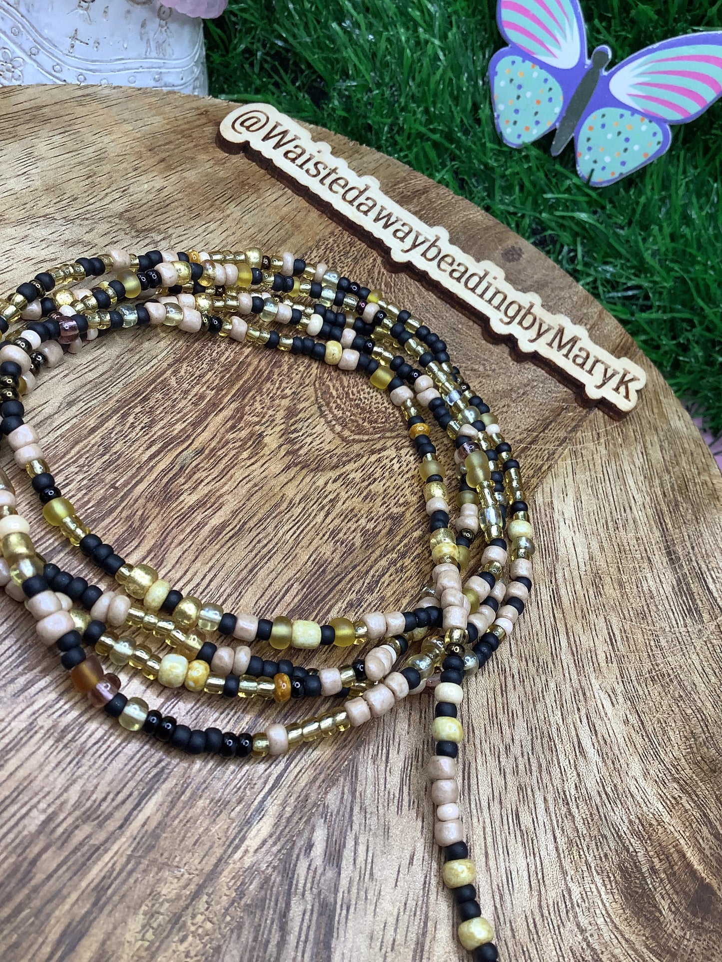 Ebony & Ivory Sands handcrafted traditional tie on waist beads