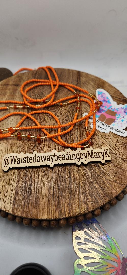 Orange and gold waist beads with crystals