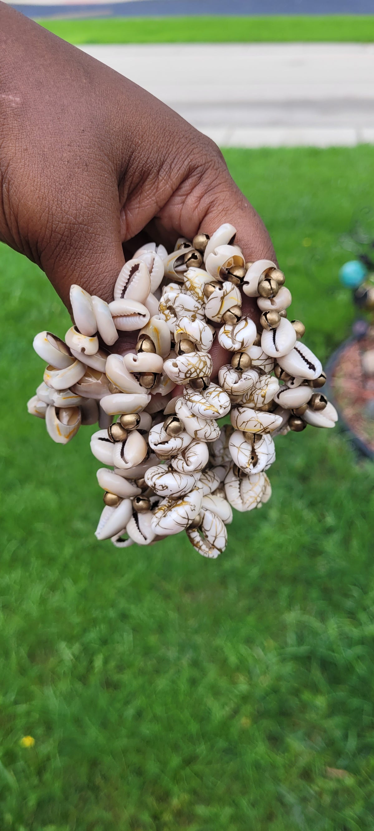 Cowire shell braclet w jingle bells
