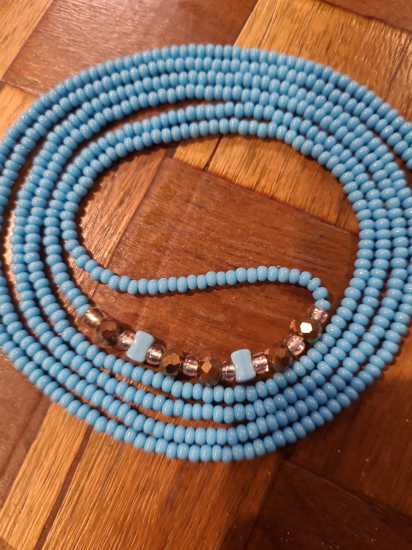 Azure Serenity tie on waistbeads.