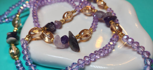Sunstone Serenity is her name is it purple, : Incorporates the warm, translucent beads and a calming feel.